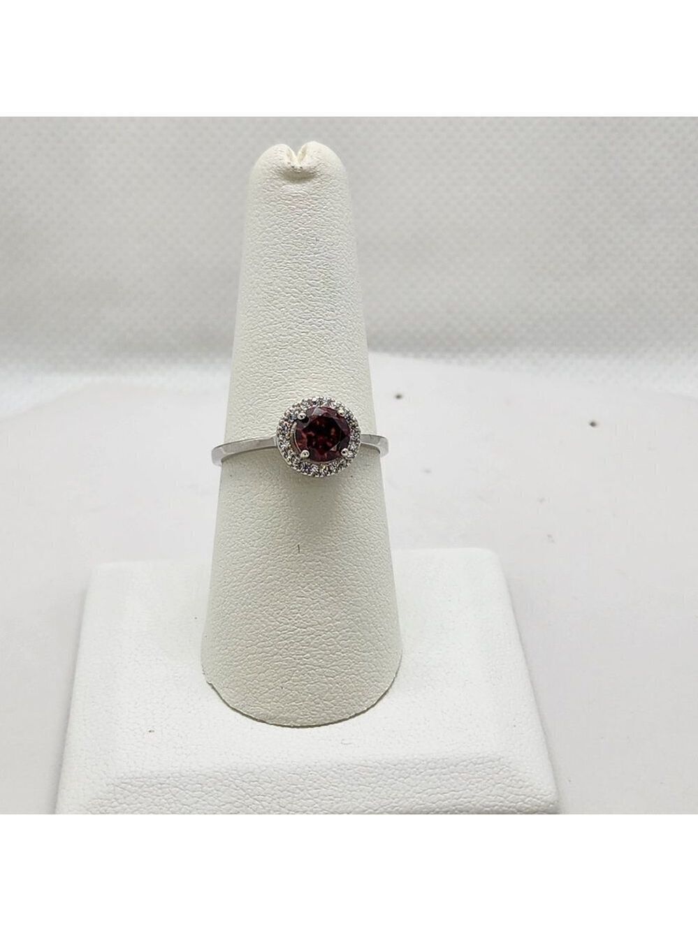 Brand New Sterling Silver 925 Red Round Gemstone Ring